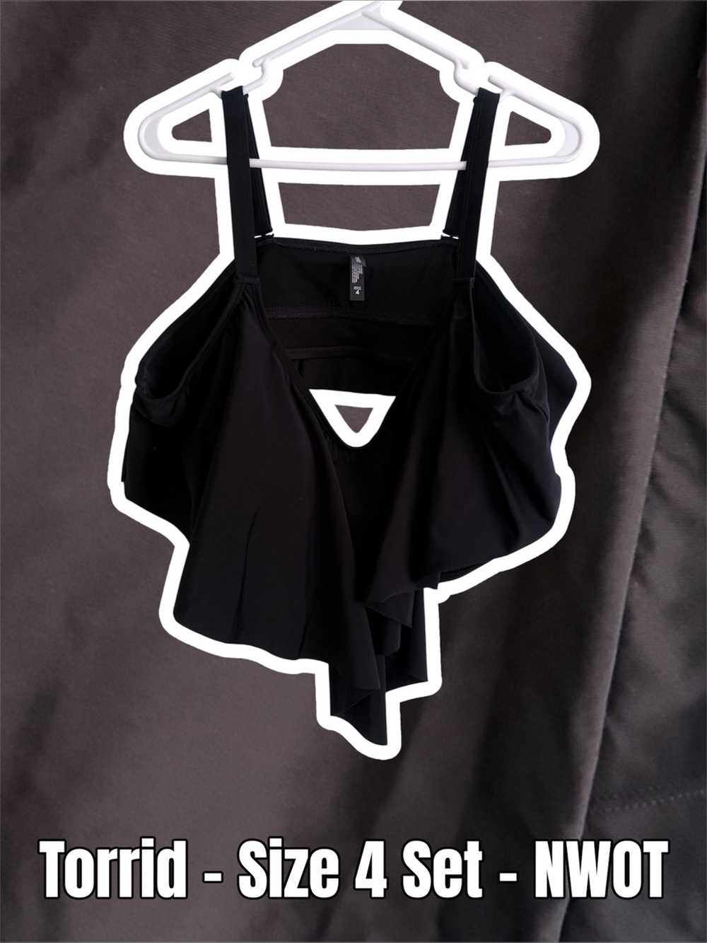Torrid Black Ruffled Flounce Swim Top AND Swim Shorts 9” inseam
